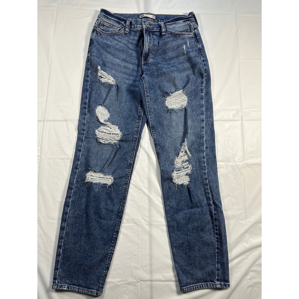 SO Goods For Life Low Rise Boyfriend Distressed Jeans Medium Wash Blue Size3/26W